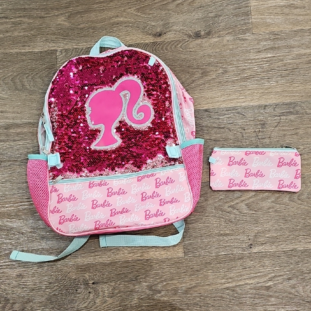 Barbie Flip Sequin Backpack With Matching Pencil Case